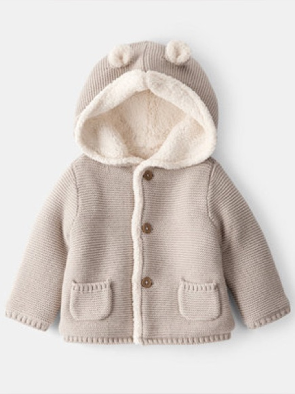 Carter’s Baby’s Sherpa- Lined Hooded Cardigan with Bear Ears (Sz 24m) Oatmeal